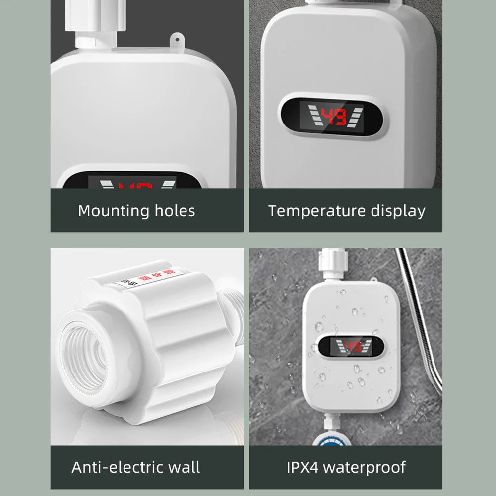 3500W Instant Electric Water Heater With LCD Display IPX4